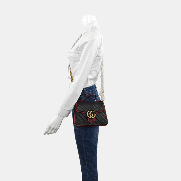 GG Marmont Mini Quilted Calfskin Black