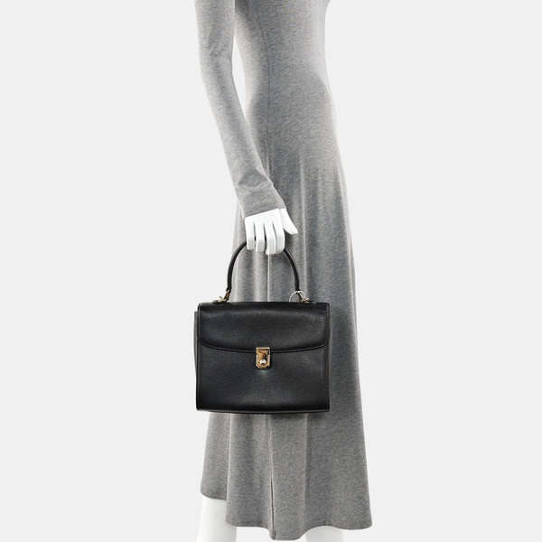 Calfskin Top Handle Bag Black