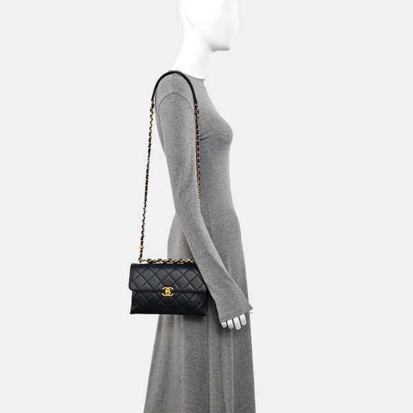 KELLY Small Quilted Calfskin Black
