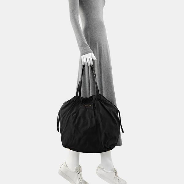 Nylon Top Handle Bag Black