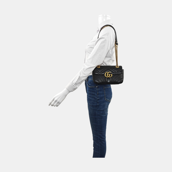 GG Marmont Small Quilted Calfskin Black