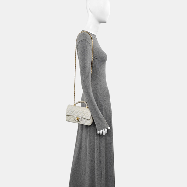 Quilted Lambskin Shoulder Bag White
