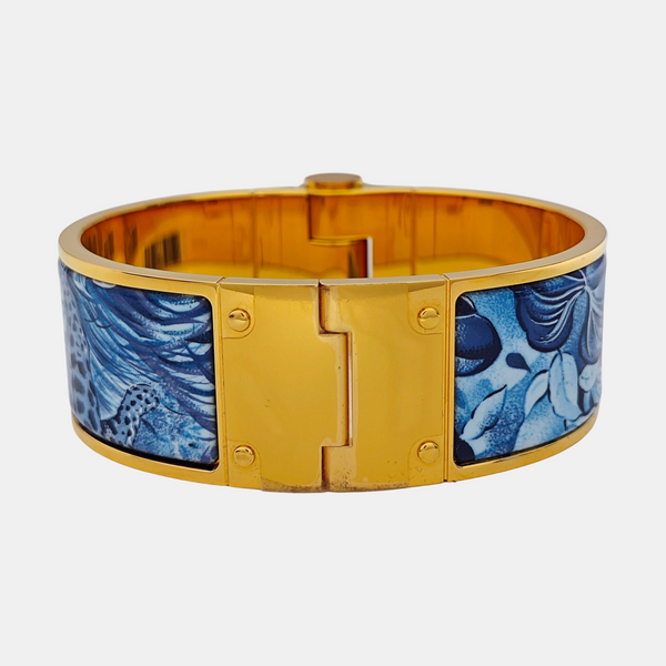 Enamel Hinged Bracelet Metal Gold Bangle