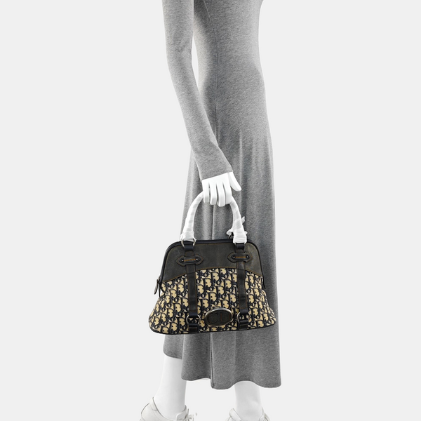 Oblique Canvas Top Handle Bag Beige