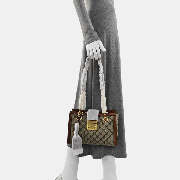 Padlock Small Monogram Coated Canvas Beige
