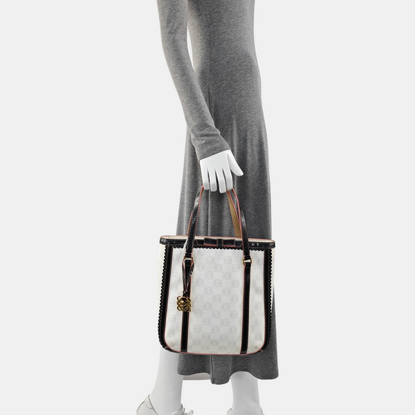Monogram Coated Canvas Tote Bag White