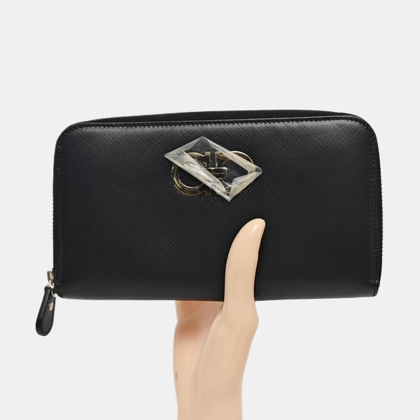Gancini Calfskin Black Wallet