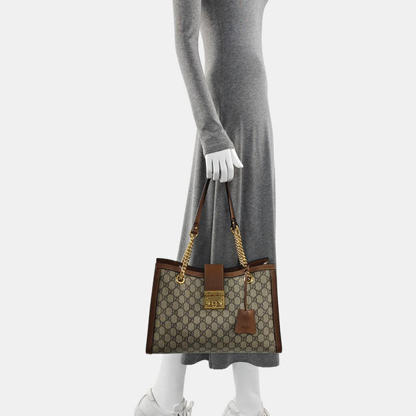 Padlock Medium Monogram Coated Canvas Beige