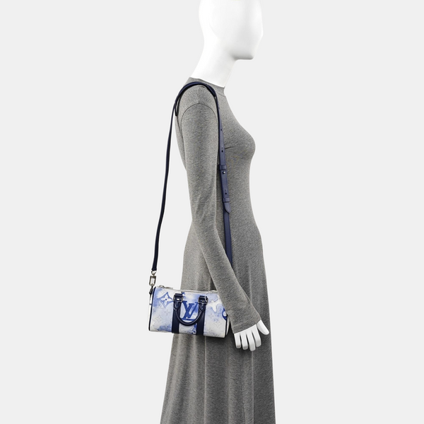 Authenticated pre-owned KEEPALL Nano Monogram Coated Canvas Blue - Shoulder Bag at Looply