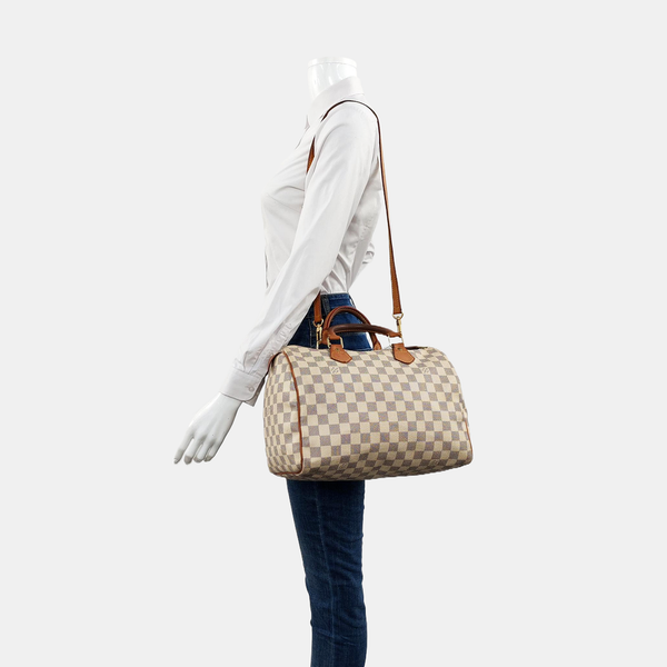 SPEEDY 30 Damier Azur Coated Canvas White