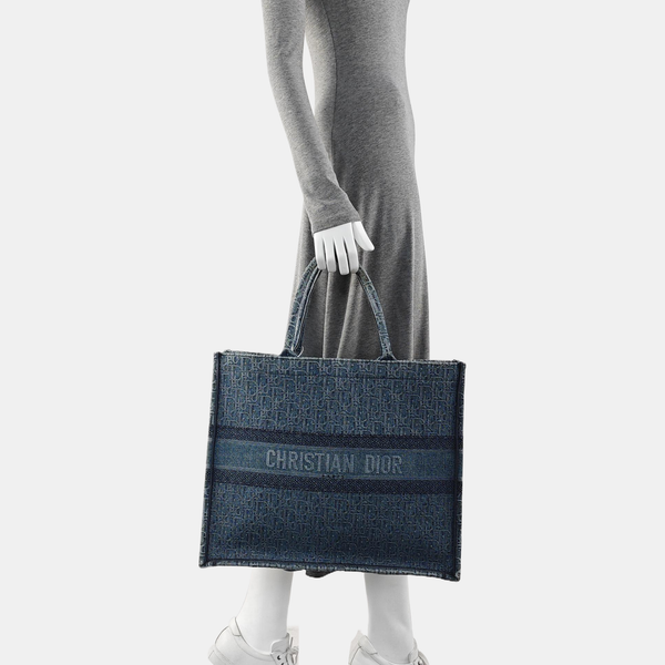 Book Tote Large Oblique Canvas Blue