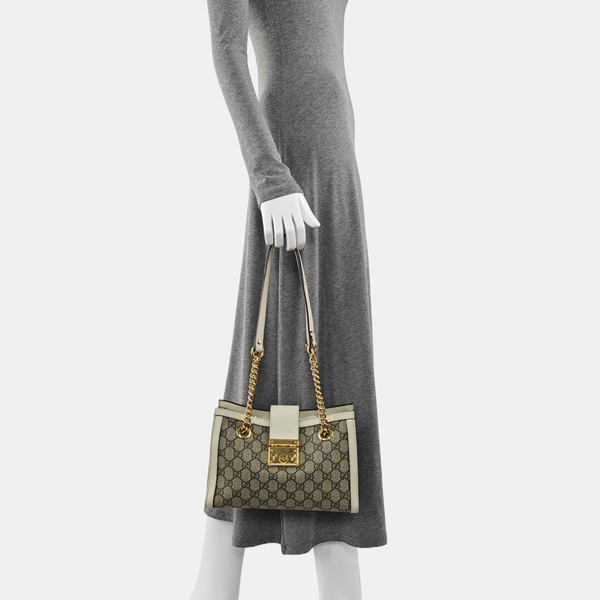 Padlock Small Monogram Coated Canvas Beige