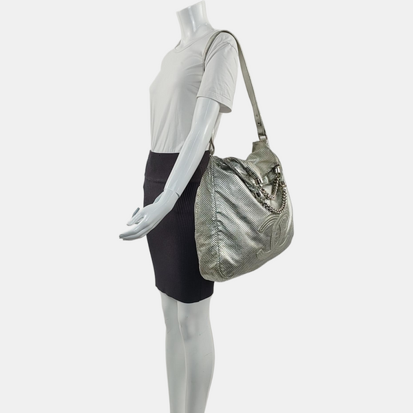RODEO DRIVE Extra Large Calfskin Silver