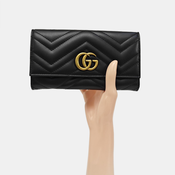 GG Marmont Super Mini Quilted Calfskin Black Wallet