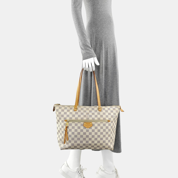 IENA MM Damier Azur Coated Canvas White