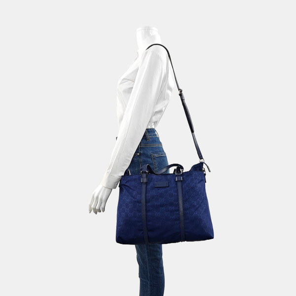 Monogram Nylon Tote Bag Blue