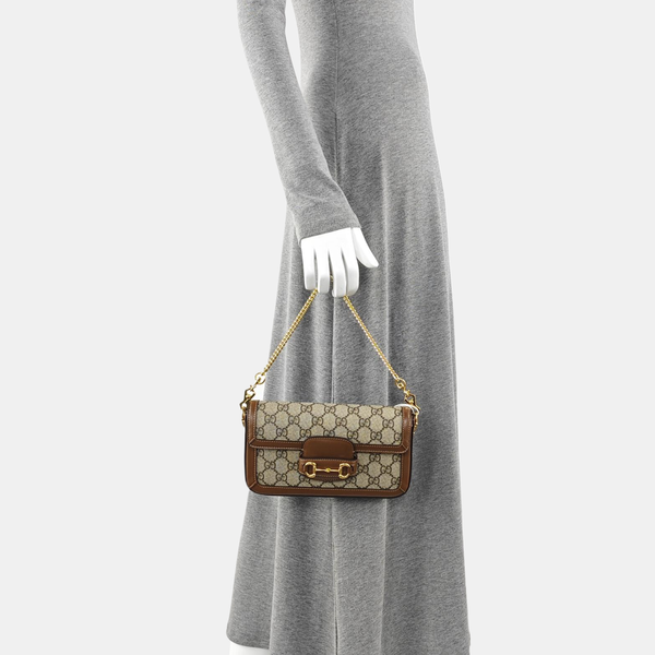 Horsebit 1955 Small Monogram Coated Canvas Beige