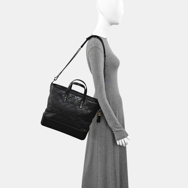 GABRIELLE Large Quilted Vintage Calf Black