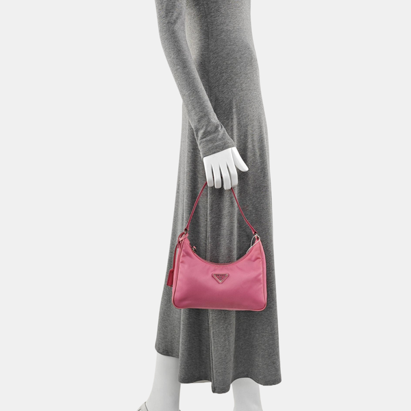 Authenticated pre-owned Re-Edition2005 Mini Nylon Red - Top Handle Bag at Looply