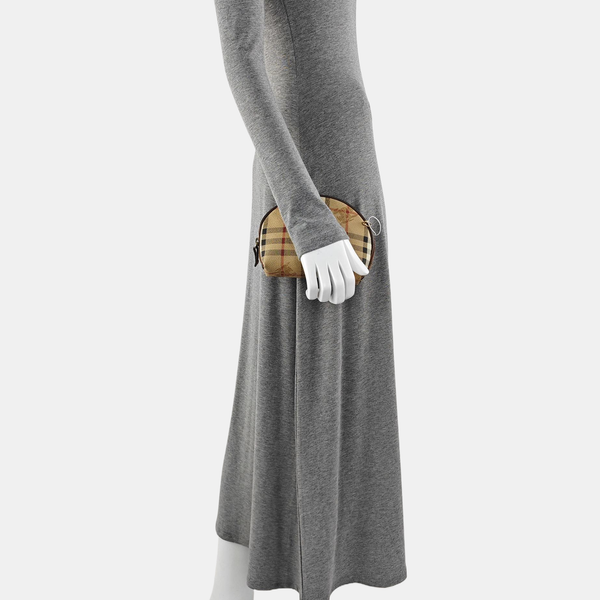 Coated Canvas Clutch Brown