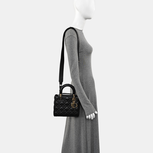 Lady Dior Small Cannage Lambskin Black
