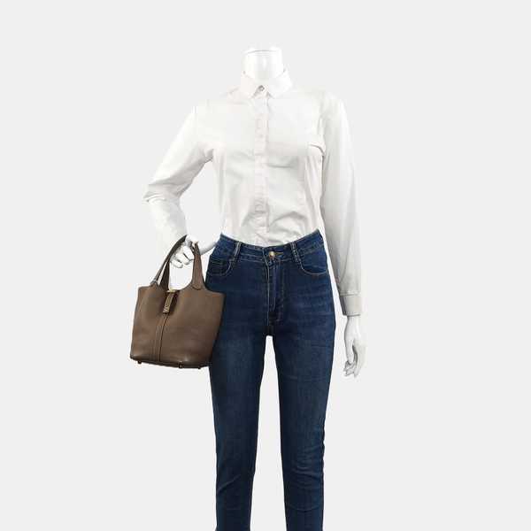 Authenticated pre-owned Picotin Lock 18 Clemence Grey - Bucket Bag at Looply