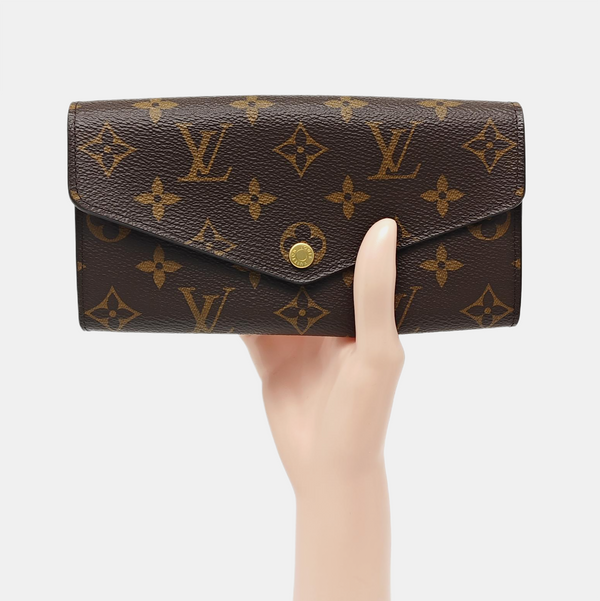 SARAH Monogram Coated Canvas Brown Wallet