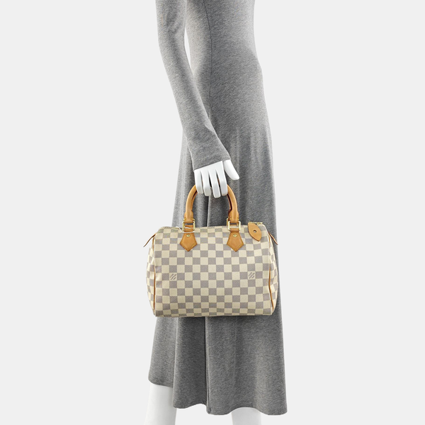 SPEEDY 25 Damier Azur Coated Canvas White