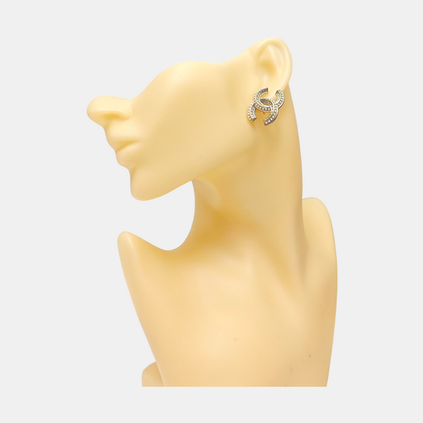 CC Logo Metal Gold Stud Earrings