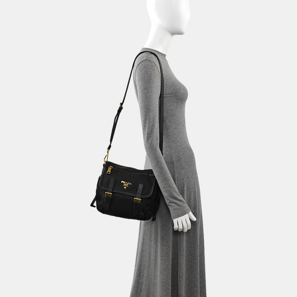Nylon Shoulder Bag Black