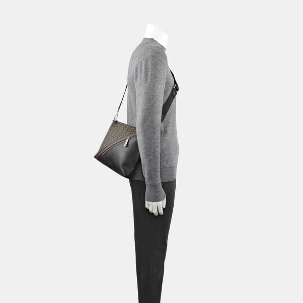 Coated Canvas Shoulder Bag Brown
