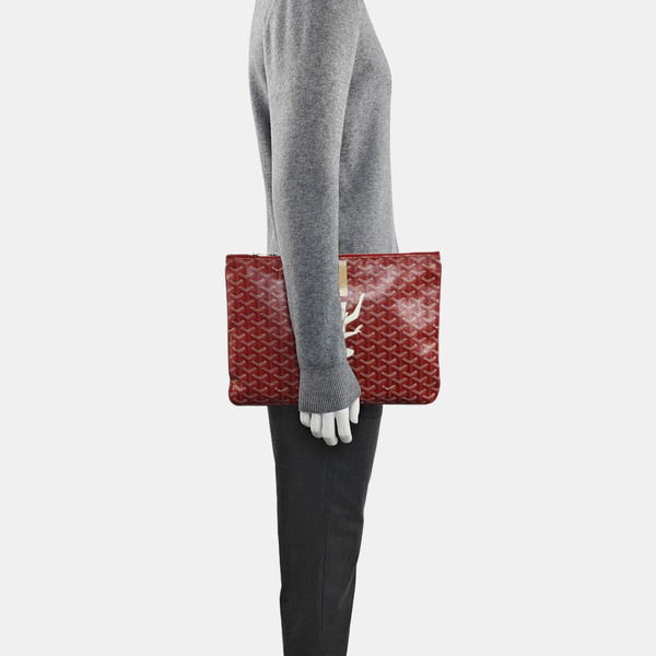 Coated Canvas Clutch Red