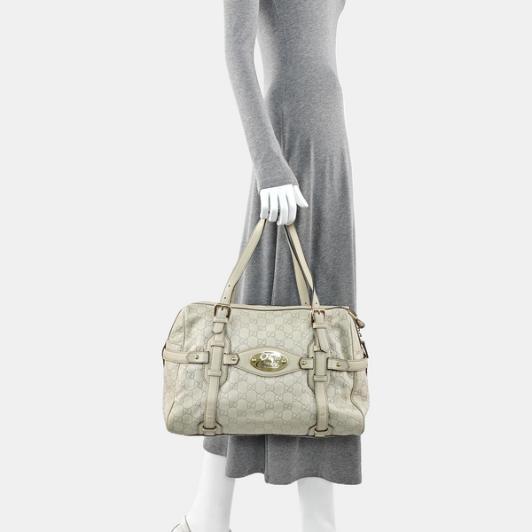 Monogram Calfskin Top Handle Bag White