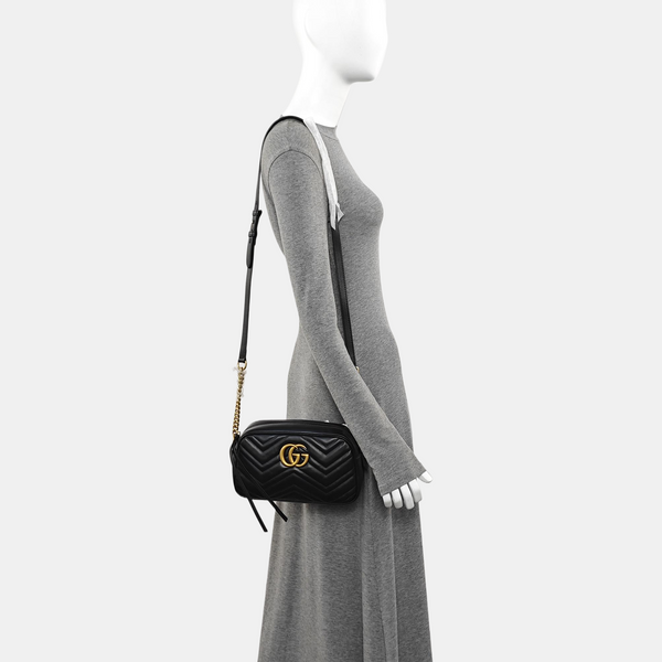 GG Marmont Small Quilted Calfskin Black