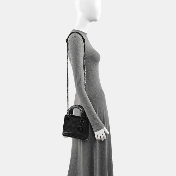 Lady Dior Mini Cannage Lambskin Black