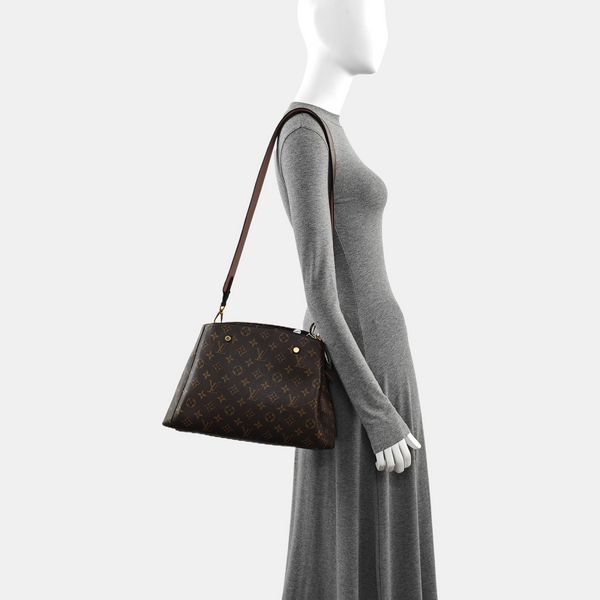 MONTAIGNE MM Monogram Coated Canvas Brown