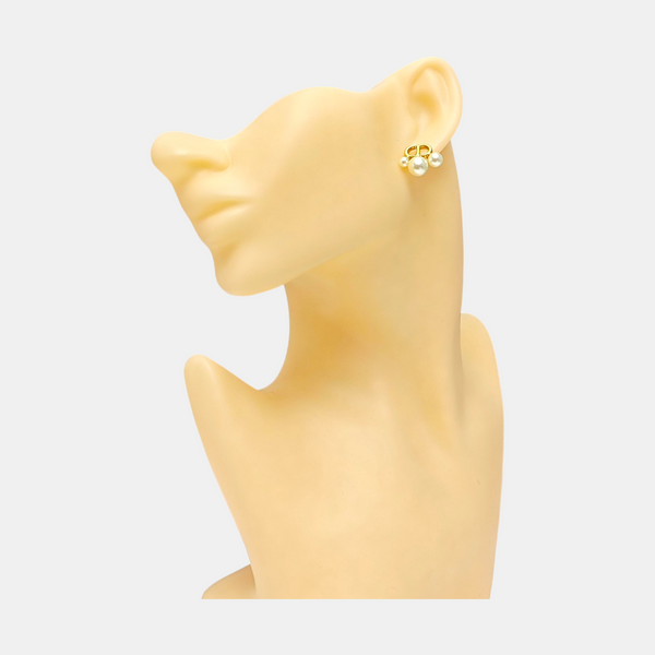 Petit CD Metal Gold Stud Earrings