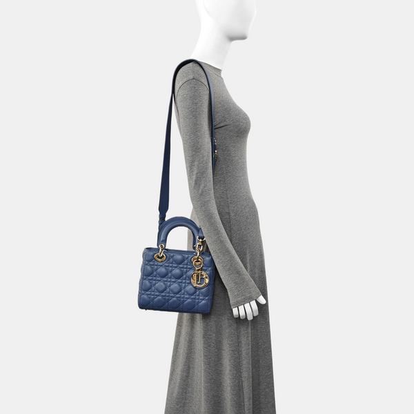 Lady Dior Small Quilted Lambskin Blue