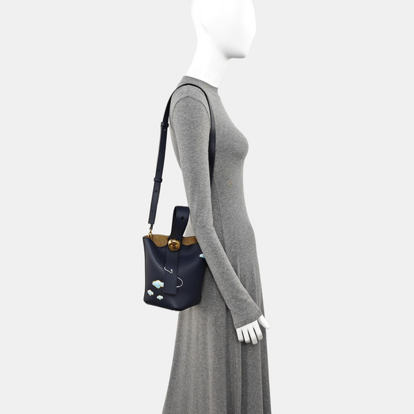 Pebble Bucket Mini Calfskin Blue