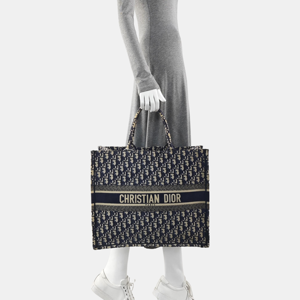 Book Tote Large Oblique Canvas Blue