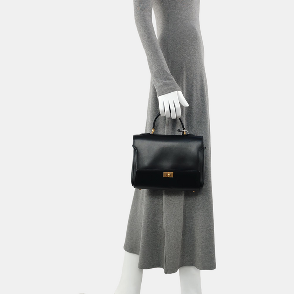 Calfskin Top Handle Bag Black