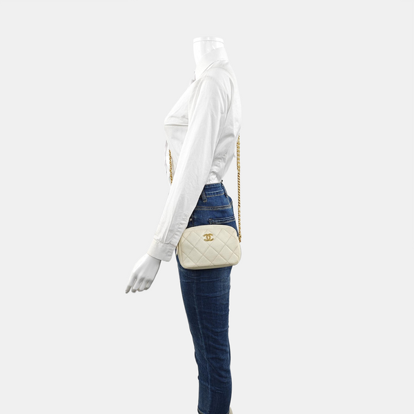 Quilted Grained Calfskin White