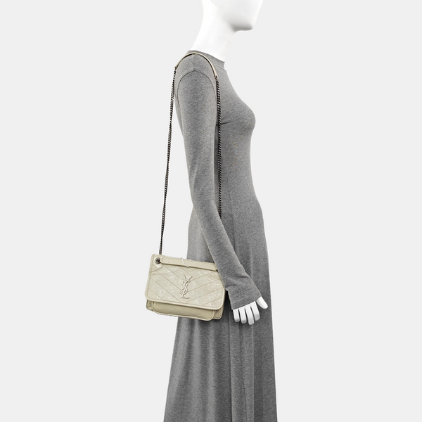 NIKI Small Chevron Calfskin White