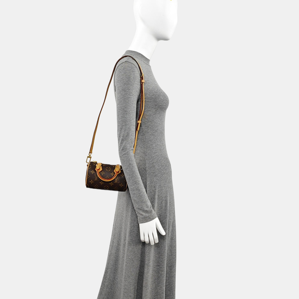 Authenticated pre-owned SPEEDY Nano Monogram Coated Canvas Brown - Shoulder Bag at Looply