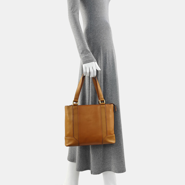 Calfskin Top Handle Bag Brown