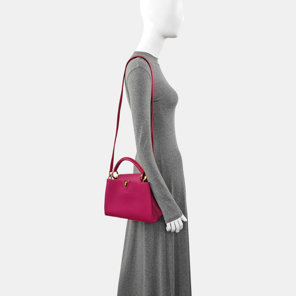 Authenticated pre-owned CAPUCINES BB Calfskin Pink - Shoulder Bag at Looply