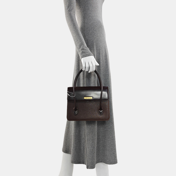 Calfskin Top Handle Bag Brown