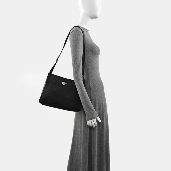 Nylon Shoulder Bag Black