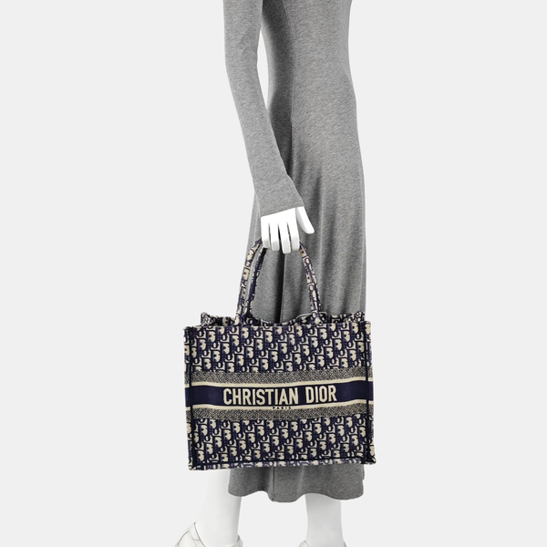 Book Tote Medium Oblique Canvas Blue