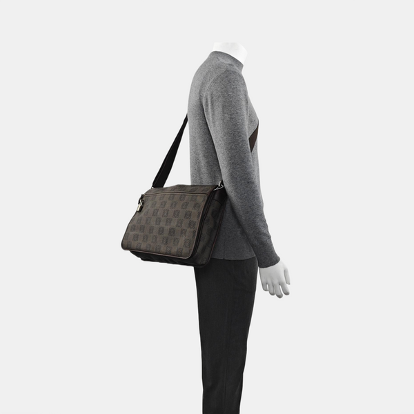 Coated Canvas Shoulder Bag Brown